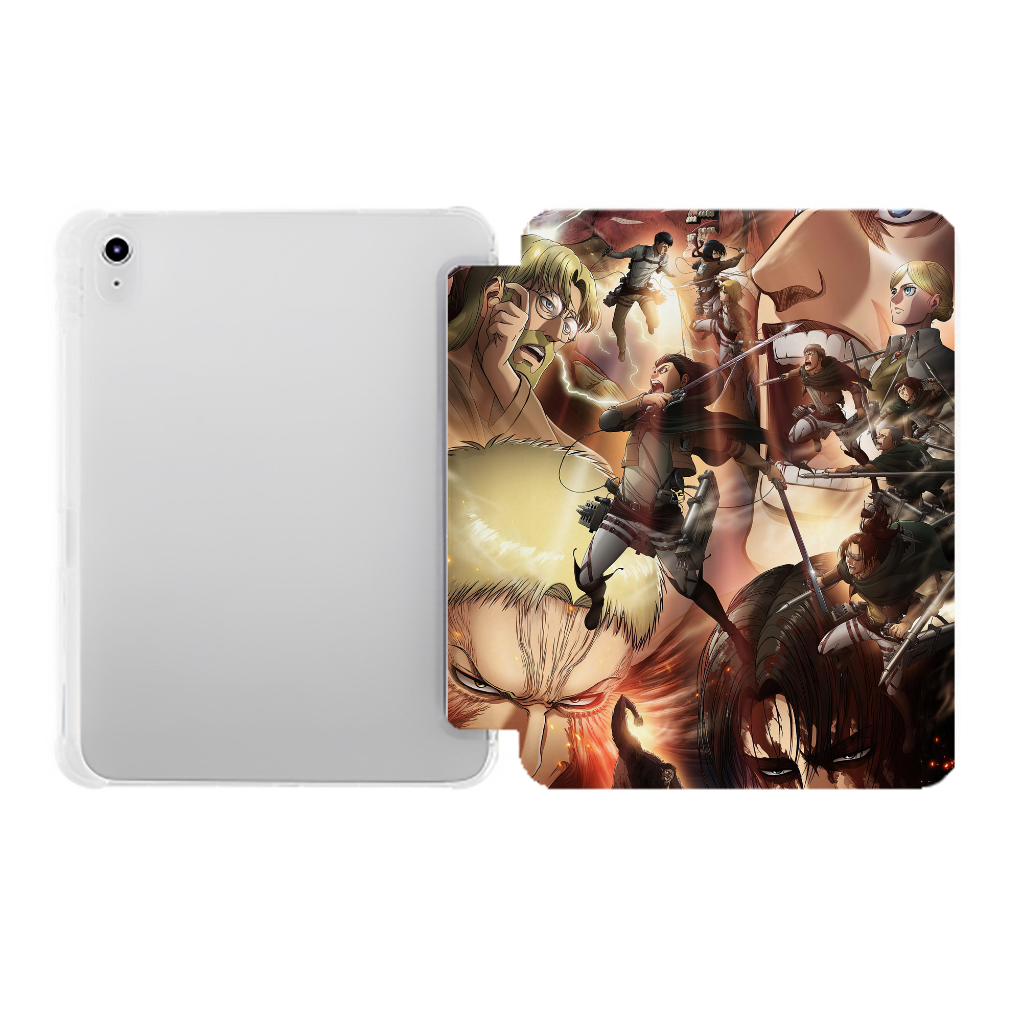 （画像用） 進撃の巨人 Attack on Titan IPad ケース ペン収納付き 三つ折りスタンド PUレザー×シリコン 対応機種9.5/10.5/10.9インチ